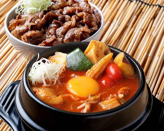 ごろごろ野菜スンドゥブ～ミニカルビ丼セット～ Vegetables Sundubu with Kalbi Rice Bowl Set