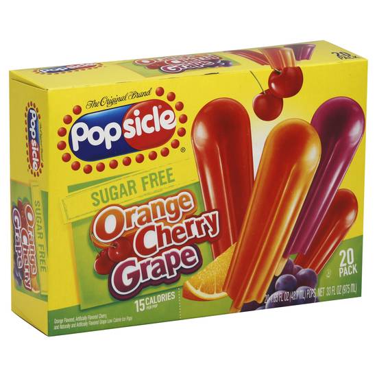 Popsicle Sugar Free Orange Cherry Grape Ice Pops (20 ct)