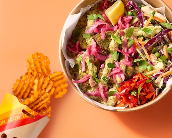 Supergreen Falafel Bowl’d with LEON Baked Fries