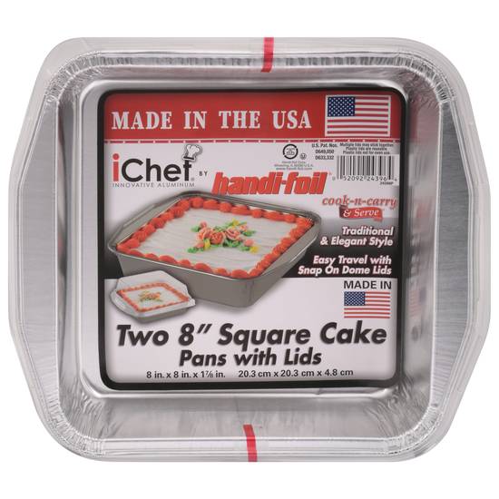 Handi-Foil Ichef 8 in Square Cake Pans With Lids