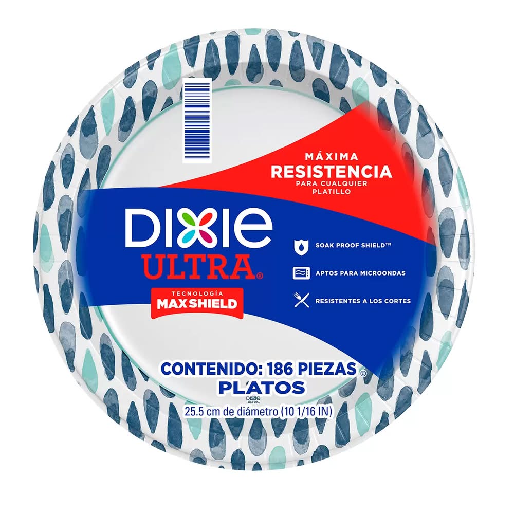 Dixie · Ultra platos desechables, 25.5 cm (186 un)