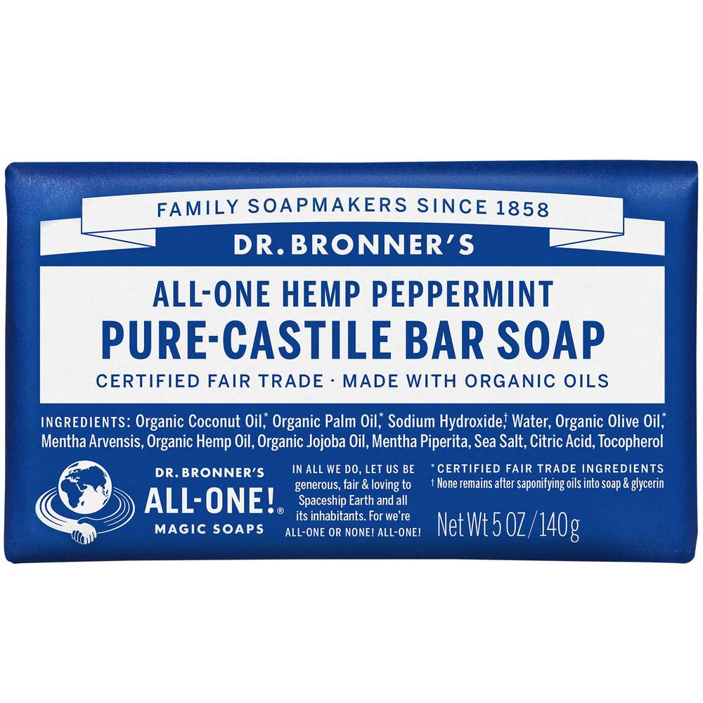 All-One Hemp Pure-Castile Bar Soap - Made With Organic Oils - Peppermint (5 Ounces)