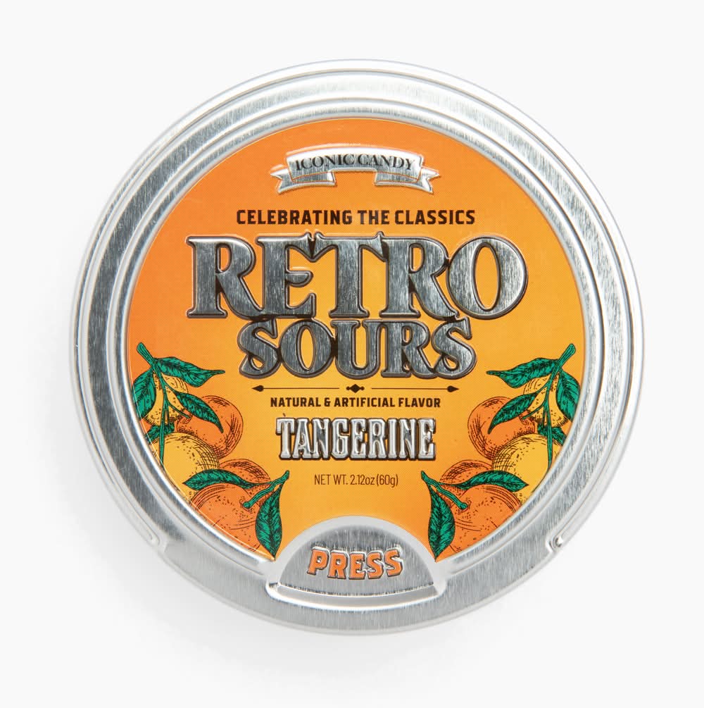 Iconic Candy Retro Sours Hard Candy, Tangerine (2.12 oz)