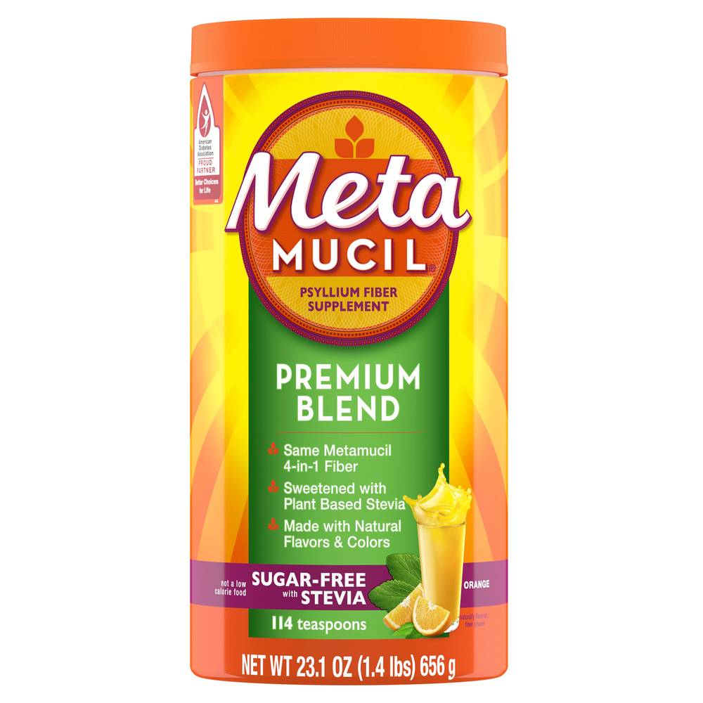 Metamucil Psyllium Fiber Premium Blend Power Supplement, Orange, 23.1 OZ