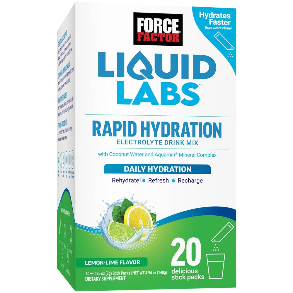 Liquid Labs Energy - Rapid Hydration Electrolyte Drink Mix - Lemon-Lime (20 On The Go Packs)