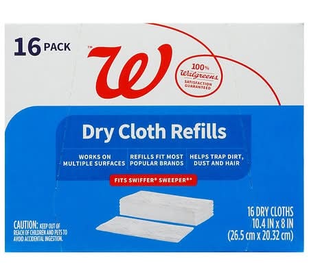Walgreens Dry Cloth Refills, 10.4x8 in (16 ct)