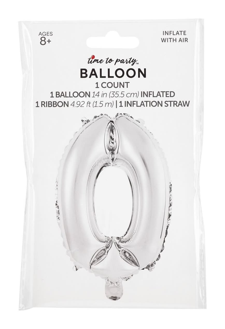 Uninflated Air-Filled Number Balloon, Silver