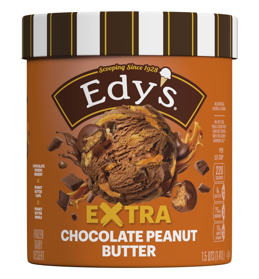 Edy's Extra Frozen Dairy Dessert, Chocolate Peanut Butter (3.12 lbs)