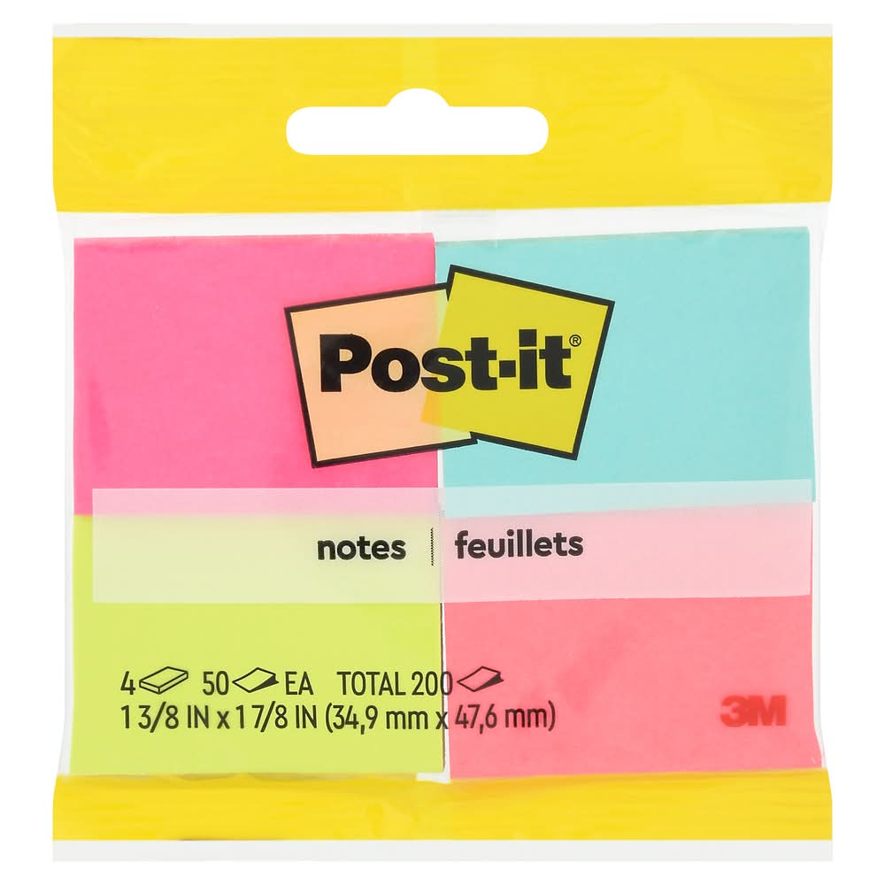 Post-It Poptimistic Collection Feuillets Notes, Multi Color (200 ct)