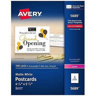 Avery Printable Postcards White Blank Postcards For Laser Printers (200 ct)