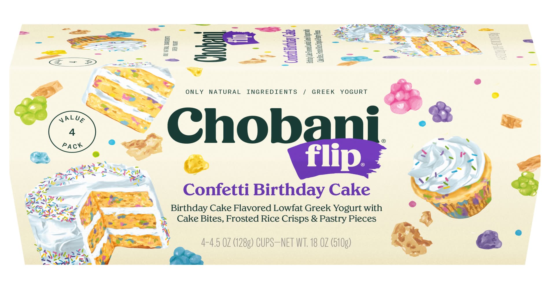Chobani Flip Confetti Yogurt Birthday Cake (18 oz, 4 ct)