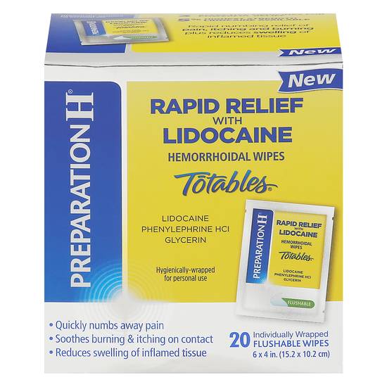 Preparation H Totables Rapid Relief With Lidocaine Hemorrhoidal Wipes (20 ct)