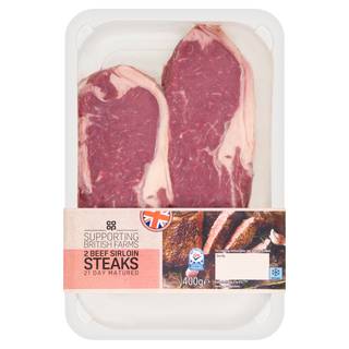 Co-op 2 British Beef Sirloin Steaks 400G