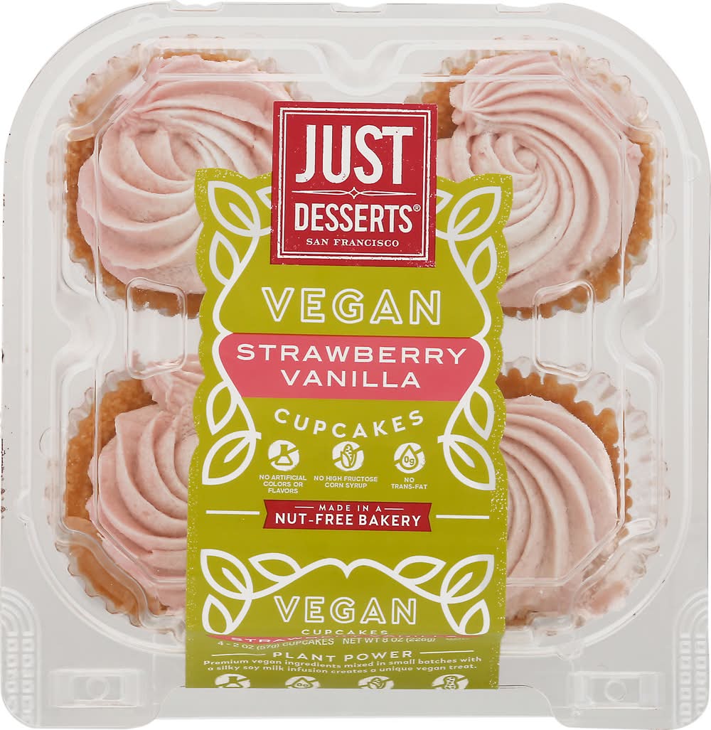 Just Desserts Vegan Strawberry Vanilla Cupcakes (8 oz)