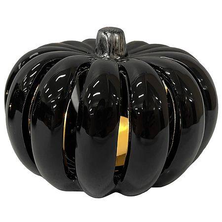 Happy Halloween Ceramic Black LED Pumpkin - 1.0 ea