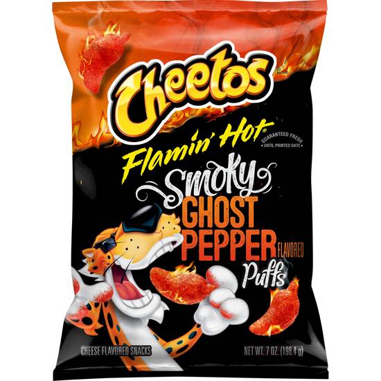 Cheetos Puffs Snacks (smoky ghost pepper-flamin' hot-cheese)