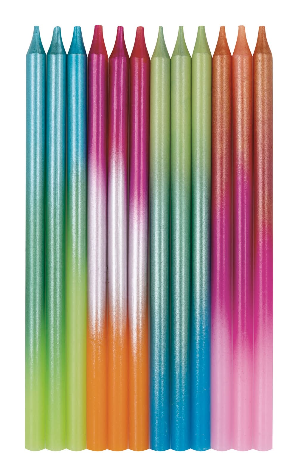 Neon Ombre Birthday Candles 12-Count
