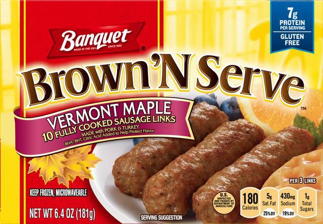 Banquet Brown ‘N Serve Vermont Maple Sausage Links (10 ct)
