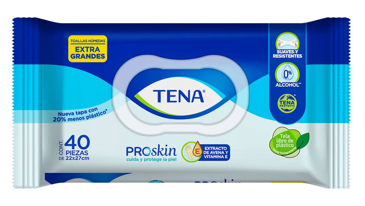 Tena · Proskin toallas húmedas, 22x27 cm (40 un)