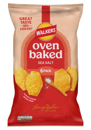 Walkers Sea Salt, Oven Baked Potato Crisps (6 x 22g)