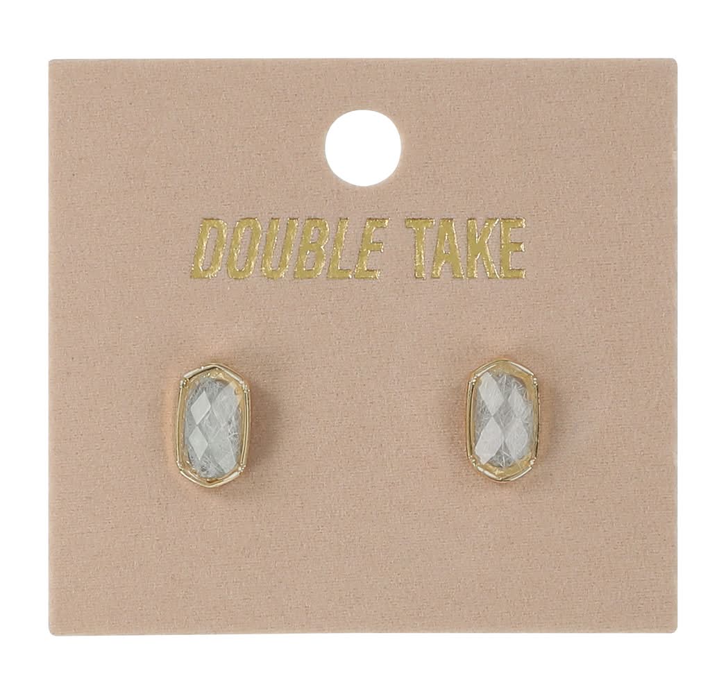 Double Take Stud Earrings White