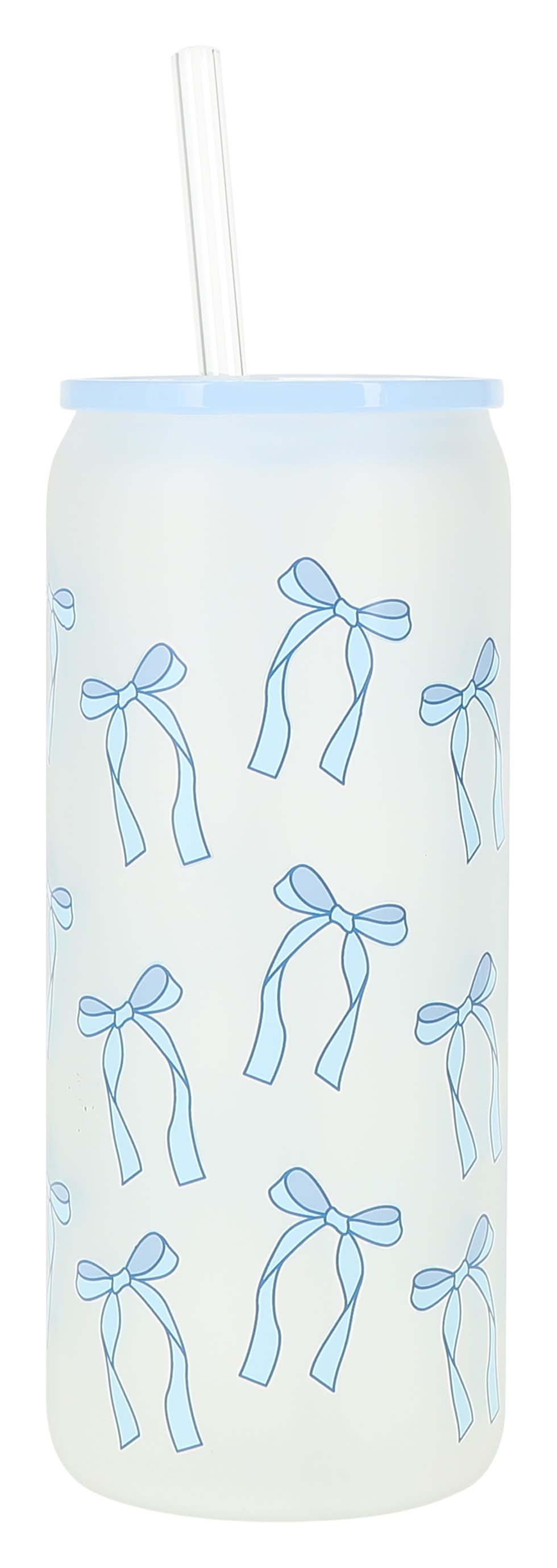 Printed Glass Tumbler With Straw Bows