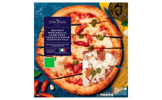 Asda Extra Special Buffalo Mozzarella, Sunblush Tomato & Pesto Sourdough Pizza 458g