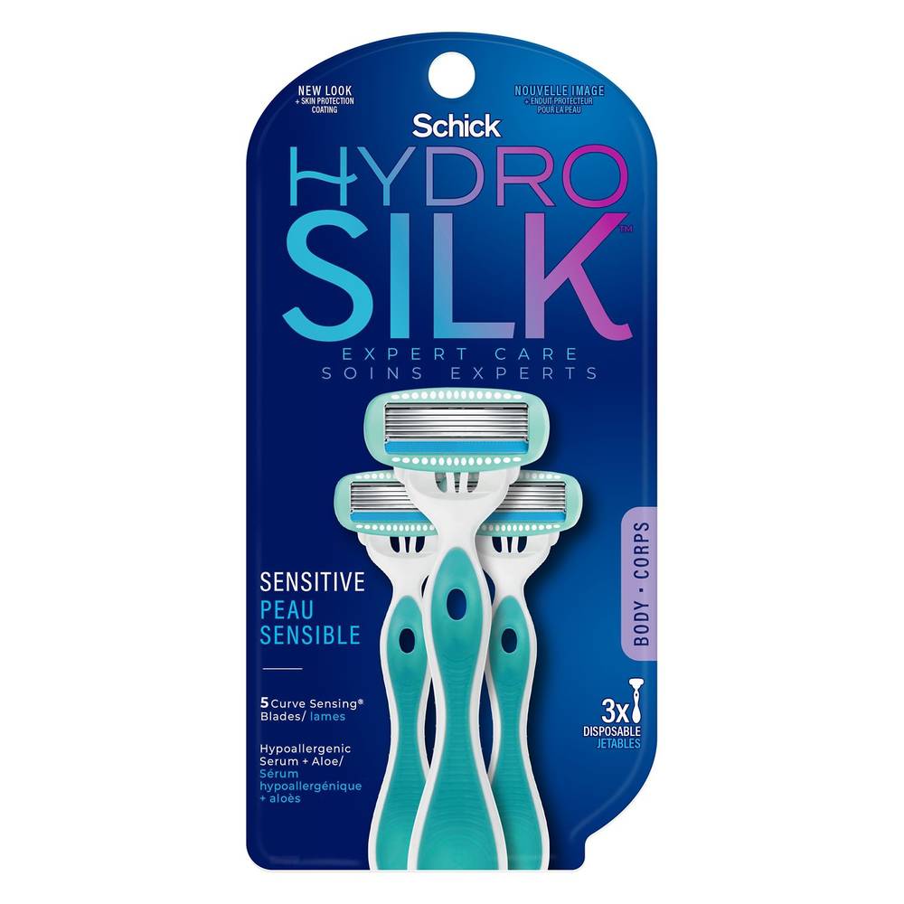 Schick Hydro Silk Sensitive Care 5-Blade Disposable Razors, 3 CT