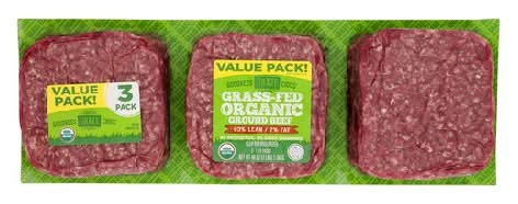 Goodness Grazecious Organic Grass-Fed 93% Lean Fresh Ground Beef Value Pack