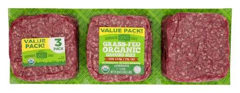 Goodness Grazecious Organic Grass-Fed 93% Lean Fresh Ground Beef Value Pack