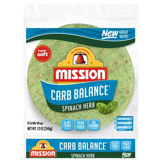 Mission Carb Balance Spinach Herb Tortilla Wraps (8 wraps)