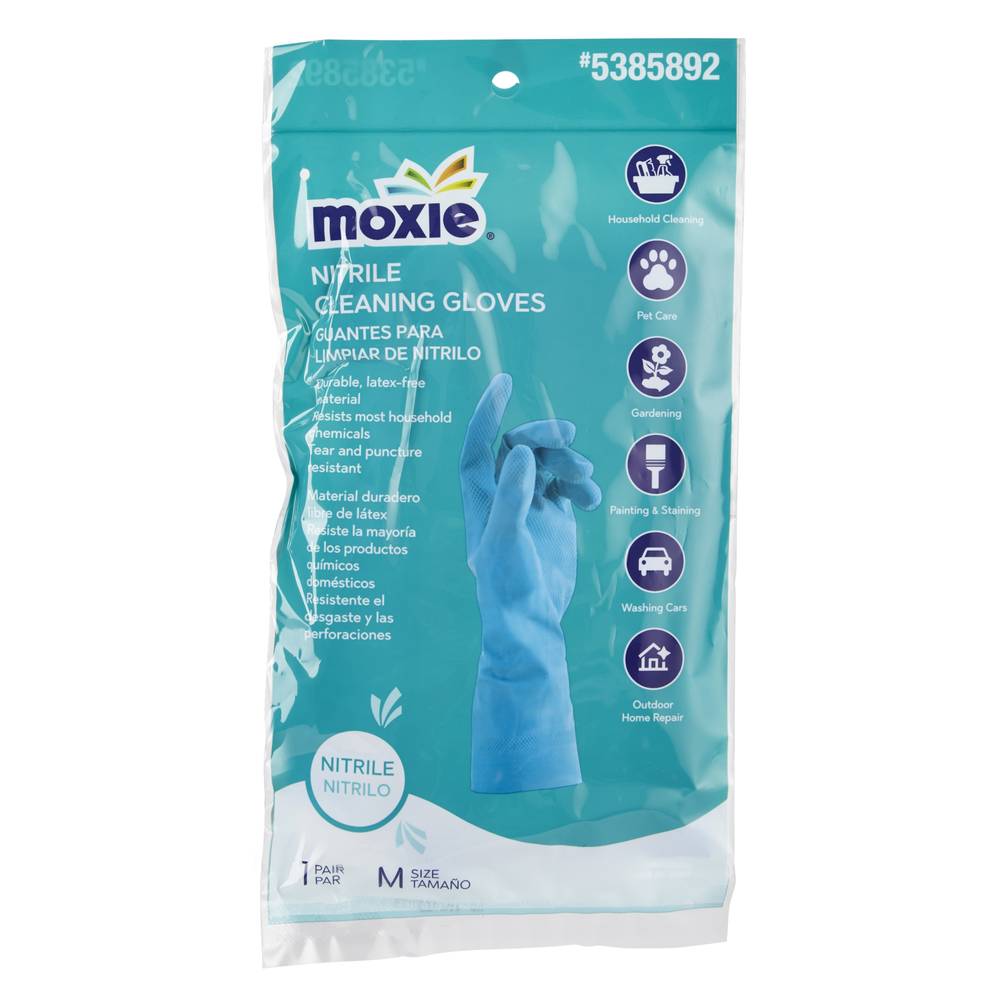 MOXIE Medium Embossed-Grip Nitrile Reusable Cleaning Gloves (1-Pair) | 401081