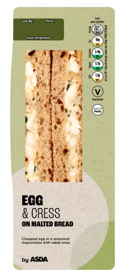 ASDA Egg & Cress, Malted Bread Sandwich