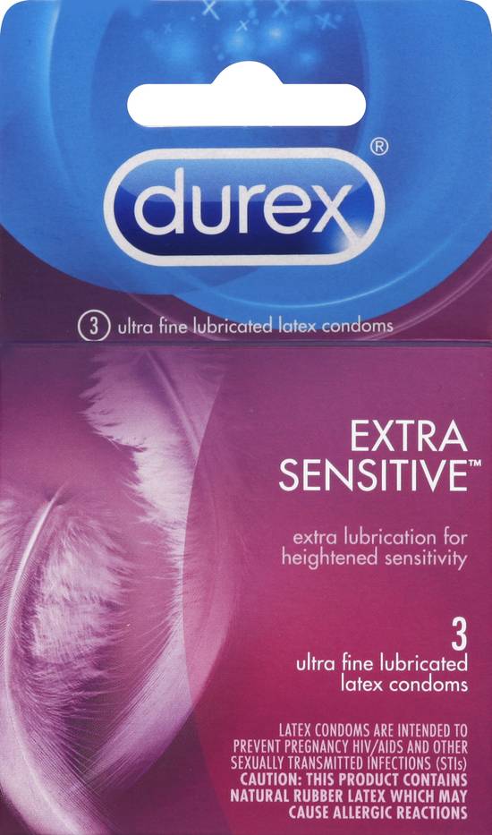 Durex Extra Sensitive Lubricated Condoms (3 ct)