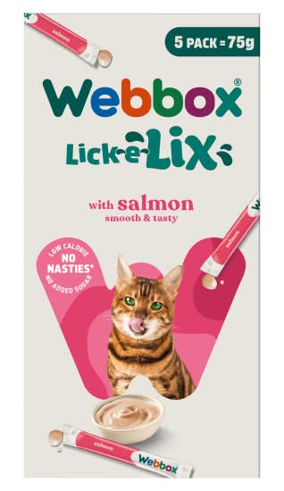 Webbox Salmon, Lick E Lix Tasty Yoghurt Treat For Cats (5 x 15g)