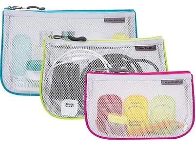 Travelon Polyester Piped Pouches, Assorted Colors, 3/Set (43108-510)