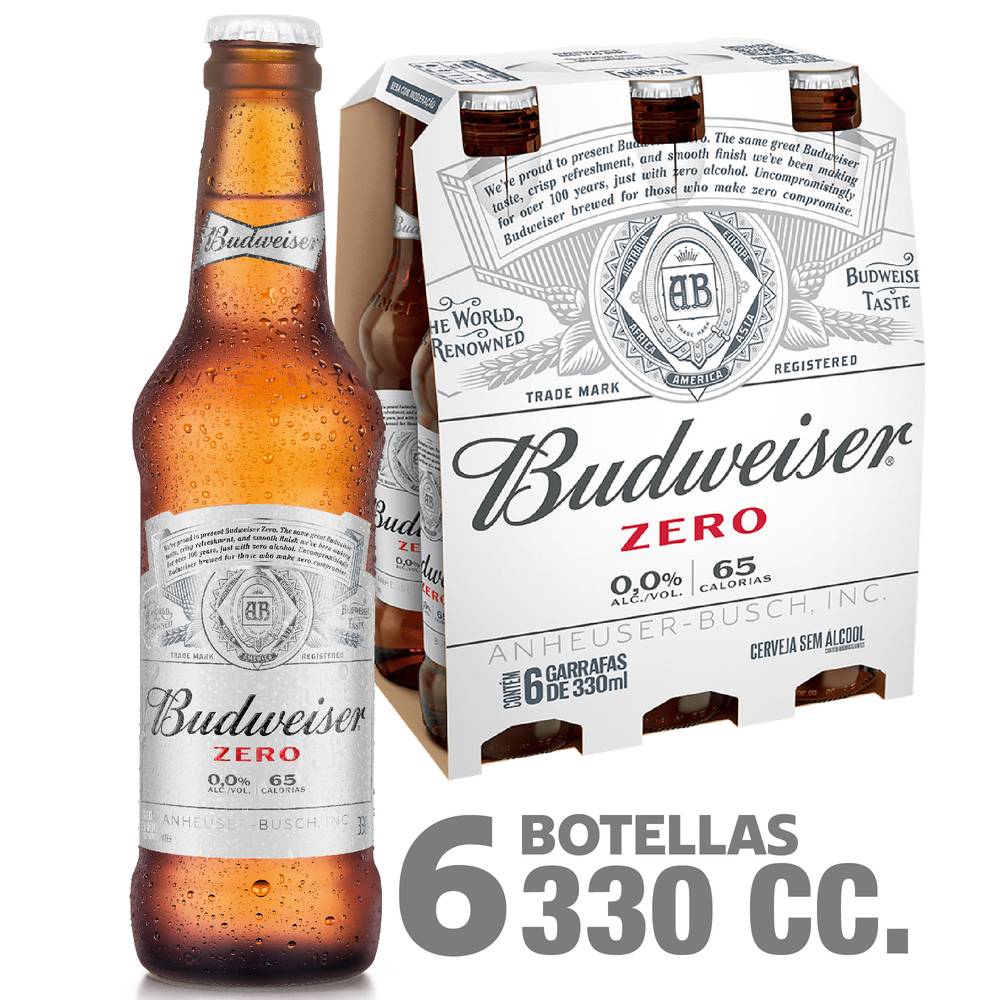 Budweiser cerveza sin alcohol (6 pack, 330 ml)