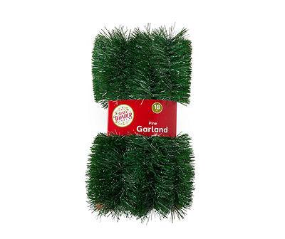 18' Green Snowy Pine Tinsel Garland