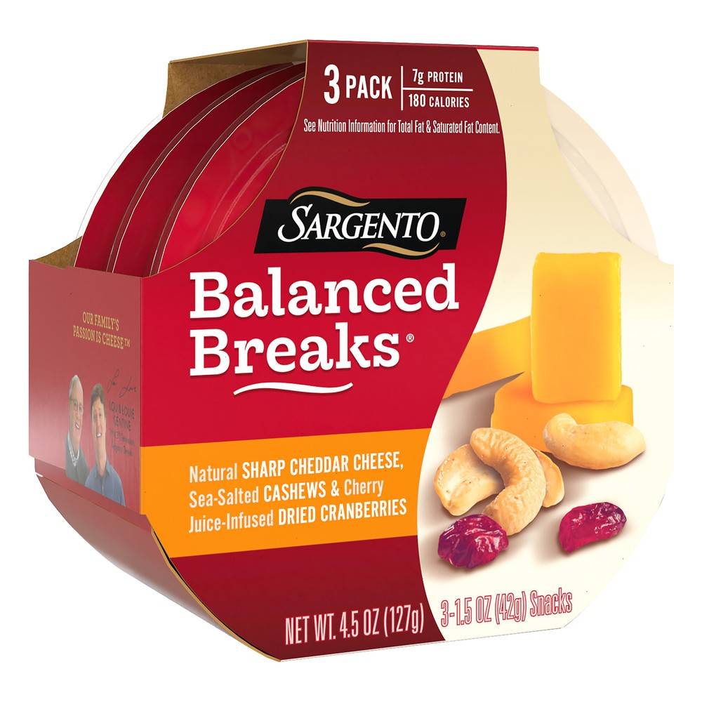 Sargento Balanced Breaks Cheddar Cashews & Cranberries Snacks (4.5 oz)