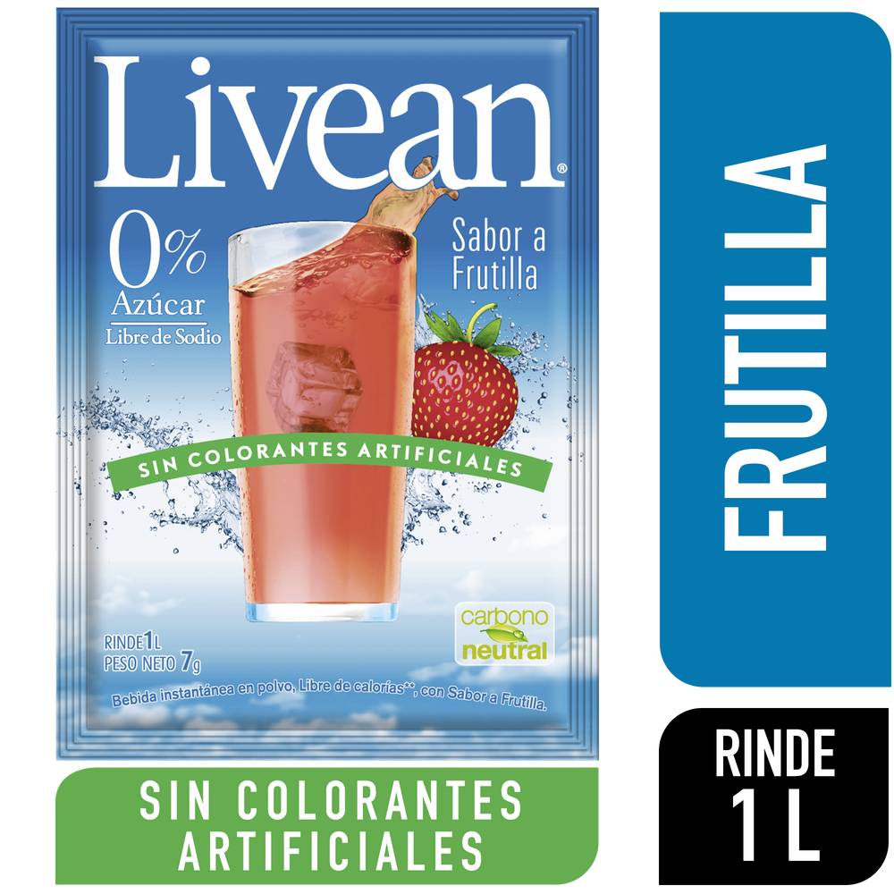 Livean · Jugo en polvo sabor frutilla (7 g)