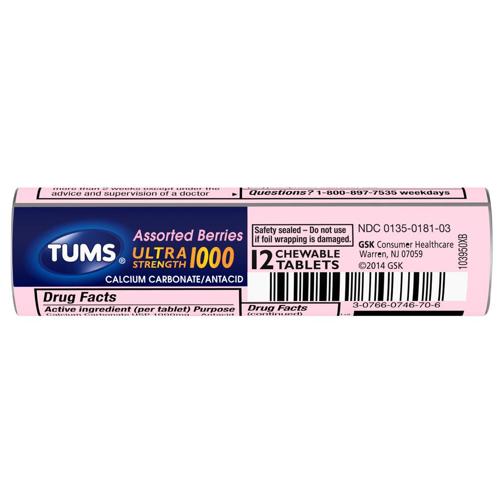 Tums Assorted Berries Flavor Ultra Strength Antacid Tablets (0.1 oz)