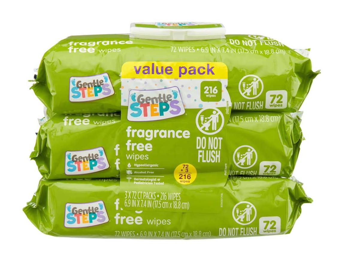 Gentle Steps Fragrance Free Wipes - 216 Ct