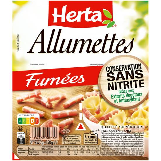 Herta - Allumettes fumées conservation sans nitrite