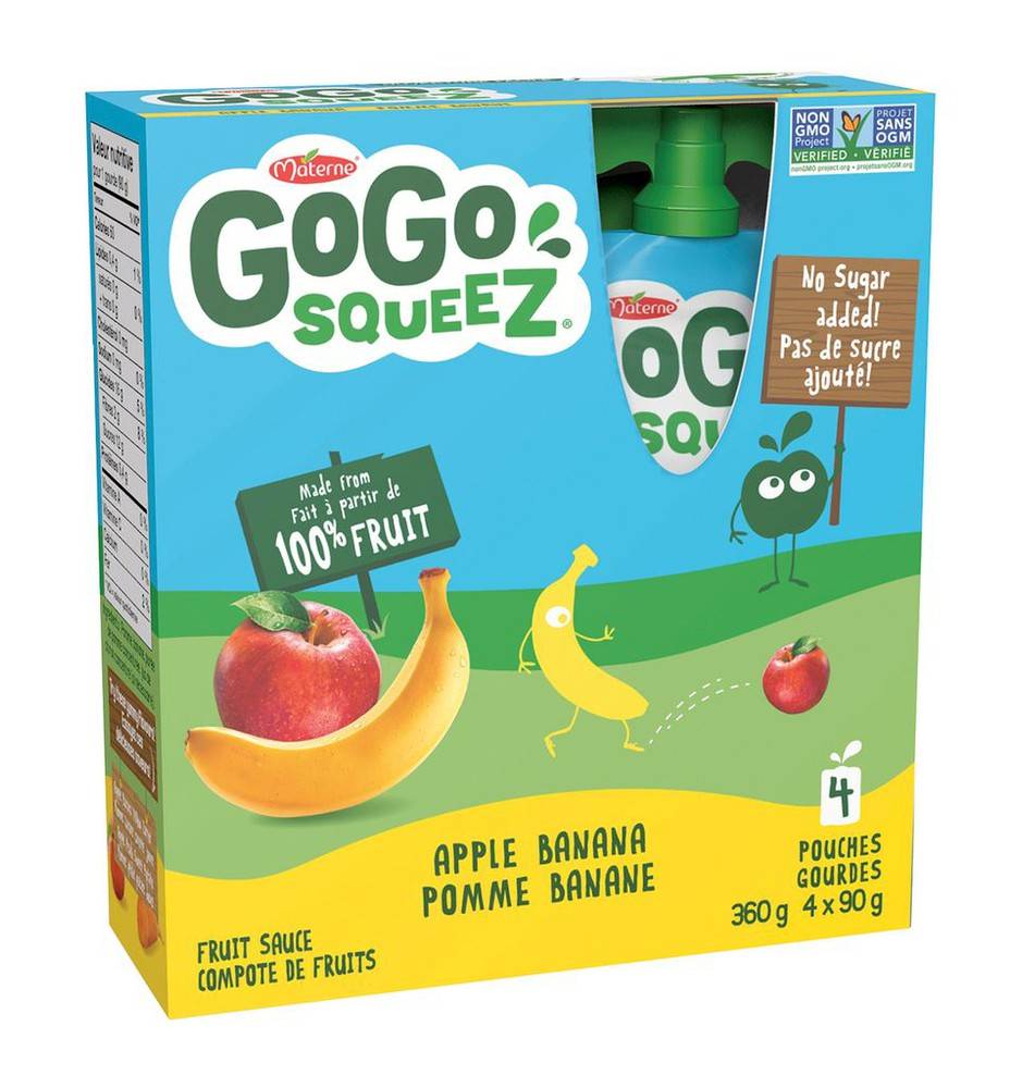 GoGo squeeZ Apple Banana Fruit Sauce Pouches (4 x 90 g)