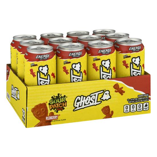 Ghost Sour Patch Kids Zero Sugar Energy Drink (12 pack, 16 fl oz) (redberry)