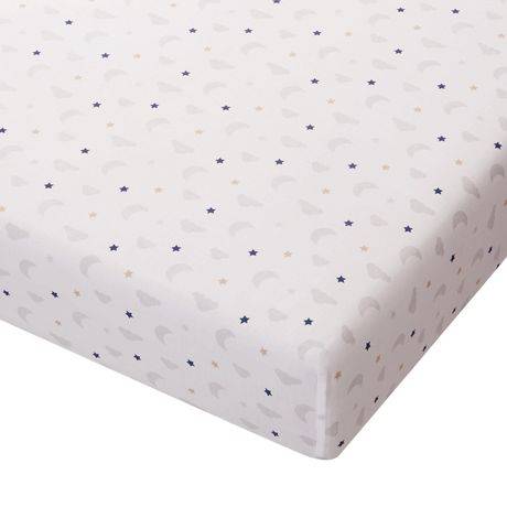 George Baby Organic Cotton Single pack Crib Sheet (28" x 52"/moon - star)