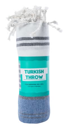 Turkish Throw Blanket 48in x 60in Blue Stripe