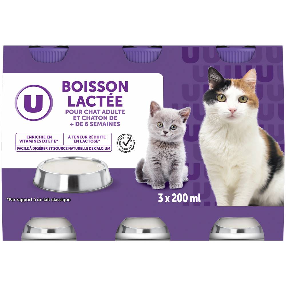 Les Produits U - Boisson lactée por chats (600ml)