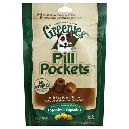 Greenies Pill Pockets Capsule Size Dog Treats With Peanut Butter (30 ct)