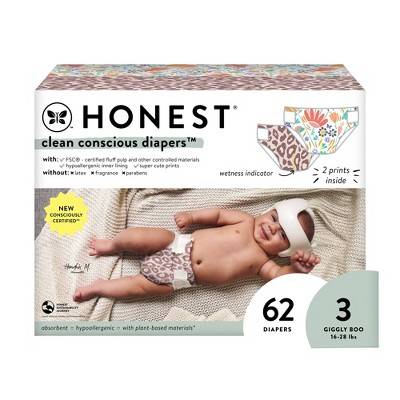 The Honest Company Clean Conscious Disposable Diapers, Size 3 (62 ct)